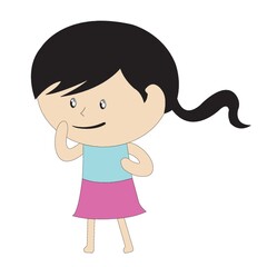 smiling girl with hand on face