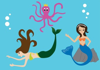 mermaids with octopus