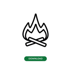 Vector icon of  bonfire. Camping bonfire vector  icon, sign , symbol and illustration. vector logo for company