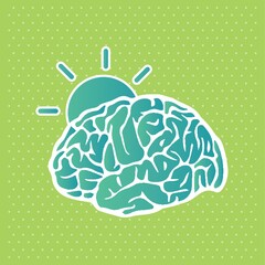 human brain with sun