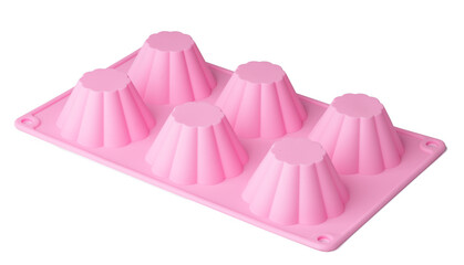 Silicone form for cupcake baking on white background
