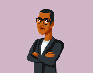 Handsome Smiling Businessman Wearing Glasses