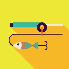 fishing rod with fish on the hook