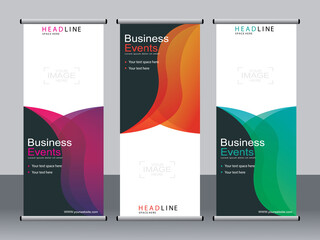 Business banner roll up set,standee banner template,Modern banner.