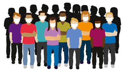 Fototapeta premium group of young adult wearing face mask