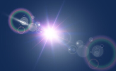 Bright beautiful star.Vector illustration of a light effect on a transparent background.