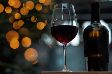 glass of red wine on the table