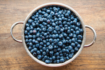 A bunch of freshly picked blueberries