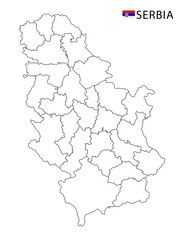 Obraz premium Serbia map, black and white detailed outline regions of the country.