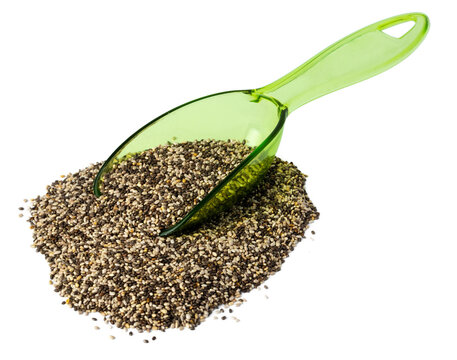 Spoom with chia seeds isolated on white