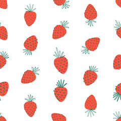 Strawberry hand drawn isolated on white background. Seamless vector illustration.