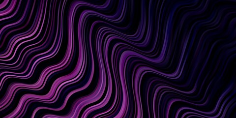 Dark Purple vector pattern with curved lines. Colorful illustration with curved lines. Template for cellphones.