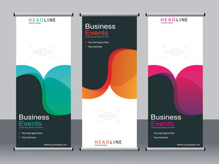Business banner roll up set,standee banner template,Modern banner.
