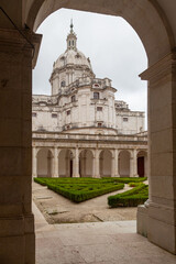 Palace of Mafra, Portugal. History landmark in cloud day