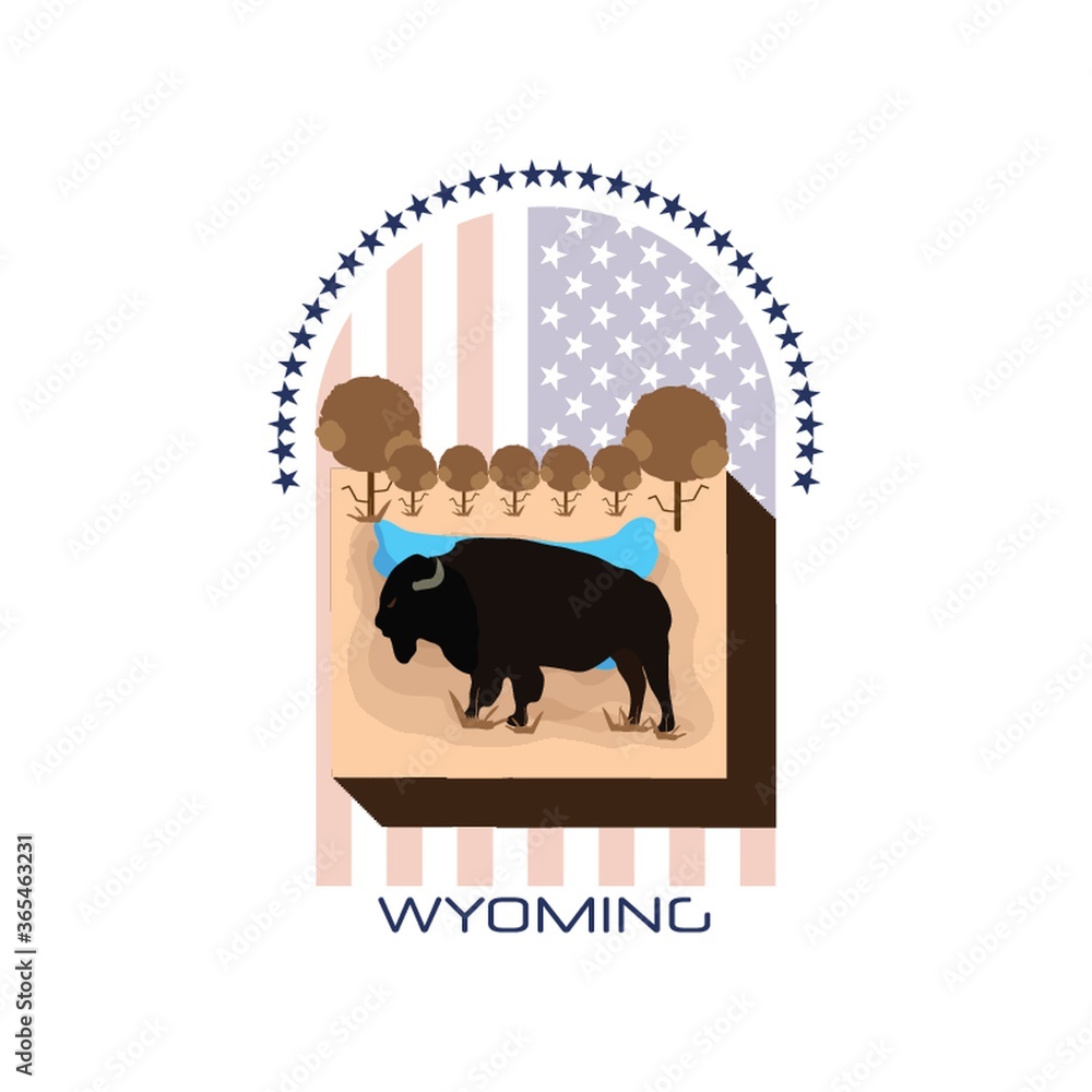 Wall mural map of wyoming state