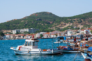 Beautiful landscape sea fishing boats in the seaside town