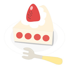 苺のショートケーキとフォーク