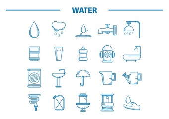 water related icons set