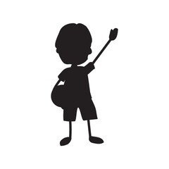 silhouette of boy holding ball