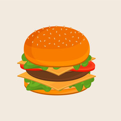 Apetite grilled burger. Delicious fast food chisburger.