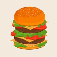 Apetite grilled burger. Delicious fast food chisburger.