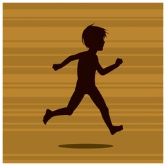 Fototapeta na wymiar silhouette of boy running