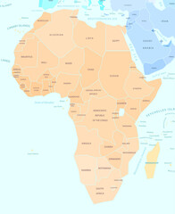 Mainland Africa map with names