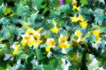 Fototapeta na wymiar Paintings yellow flowers in the garden