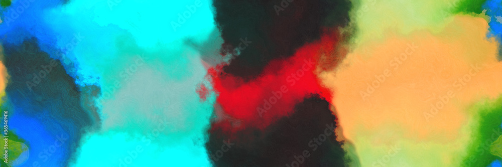 Poster abstract watercolor background with watercolor paint style with dark turquoise, turquoise and sandy 