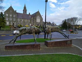 Monument in front of the church in Killarney, Ireland