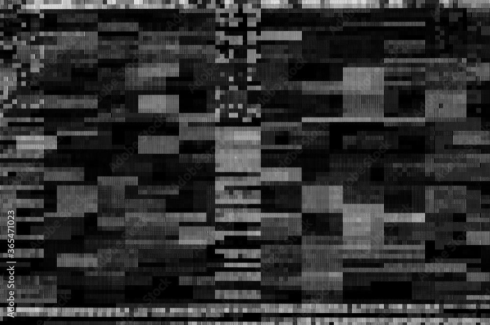Poster pixel pattern of a digital glitch / abstract black and white pixel pattern background of a digital g