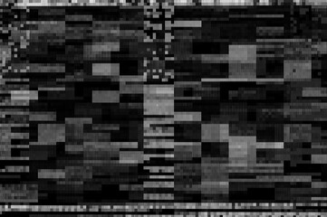 Pixel pattern of a digital glitch / Abstract black and white pixel pattern background of a digital glitch.