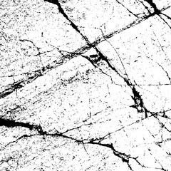 Black and white grunge texture. Vector abstract monochrome background. Old worn surface covered with dirt, scratches, cracks