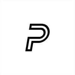 letter P monoline logo template vector design.