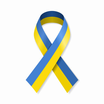 Ukrainian flag stripe ribbon on white background. Vector illustration.