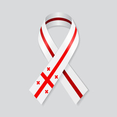 Georgian flag stripe ribbon on white background. Vector illustration.