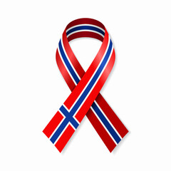 Norwegian flag stripe ribbon on white background. Vector illustration.