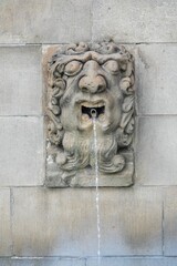 Lions Fountain in the forecourt of Notre-Dame Cathedral in France © Hanso Stephan/Wirestock