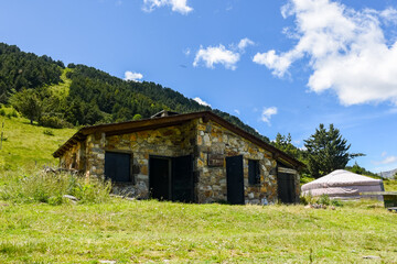 Obraz premium Shlter in Andorra, Refugi de RIba Escorjada in El Tarter on Summer