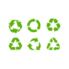 Obraz premium Green recycle icon symbol vector