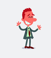 Very pleased businessman in isolated vector illustration
