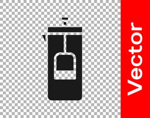 Black French press icon isolated on transparent background. Vector Illustration.