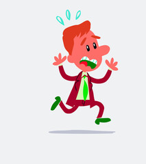Businessman running scared in isolated vector illustration

