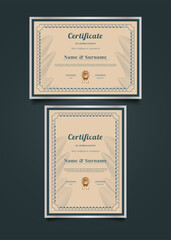 Classic Certificate Template with Wavy Lines and Abstract Ornament