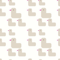 Cute beige retro ducks seamless pattern design on white background. Perfect for fabric, textile, kids fashion. Surface pattern design.