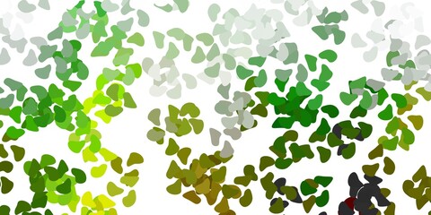 Light green, yellow vector backdrop with chaotic shapes.