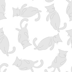 Fat cats pattern on white background vector illustration cartoon flat 