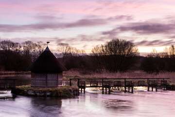 The Eel traps in the river test in Hampshire