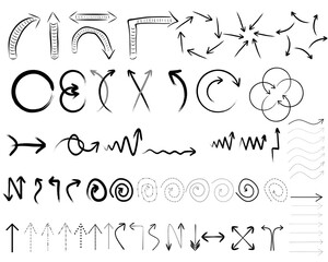 Easy and free application and change of shape, color, direction. A set of various arrows for design. 