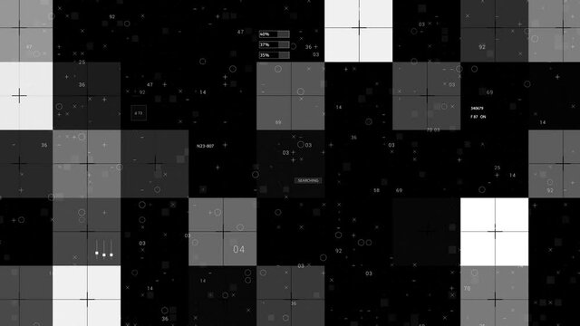 HUD grid. Technological futuristic Sci Fi digital elements.Squares flickering.